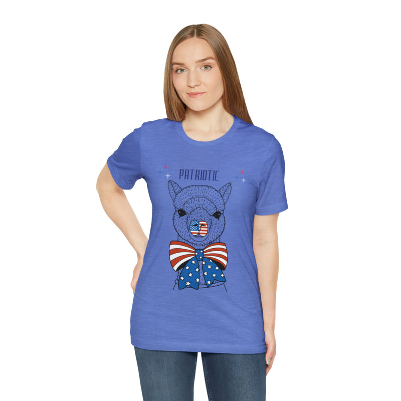 Patriotic Llama Love on the 4th of July Short Sleeve T-Shirt