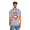Patriotic Lips Being Funny on the 4th of July Short Sleeve T-Shirt