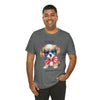 Cute Brave and Free Patriotic Dog on the 4th of July Short Sleeve T-Shirt