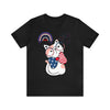 Cute Patriotic Cat Celebrating Freedom in the USA 4th of July Short Sleeve T-Shirt