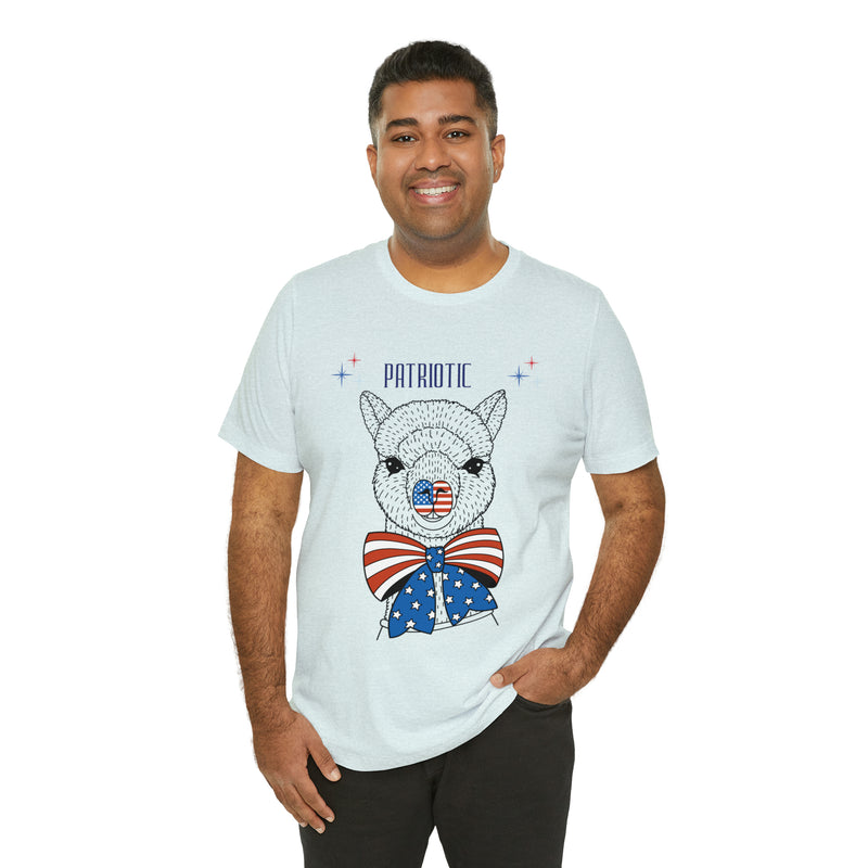 Patriotic Llama Love on the 4th of July Short Sleeve T-Shirt