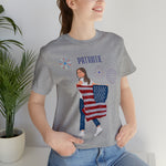 Let's Be Patriotic Flags and Fireworks Lady 4th of July Short Sleeve T-Shirt