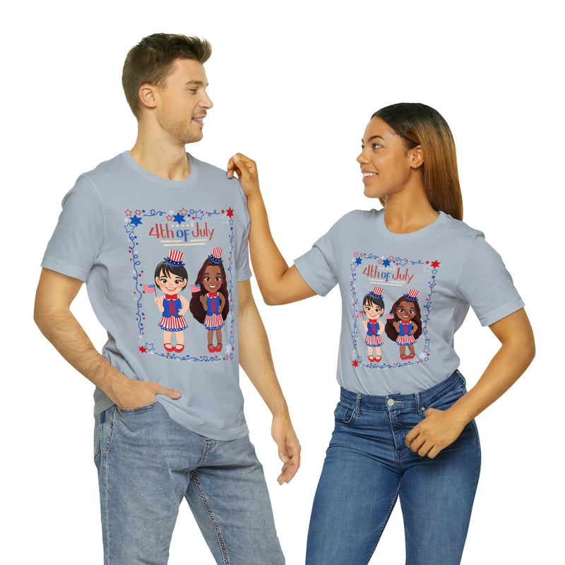 Celebrating 4th of July Patriotic Girls Short Sleeve T-Shirt