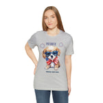 Cute Brave and Free Patriotic Dog on the 4th of July Short Sleeve T-Shirt