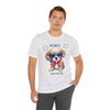 Cute Brave and Free Patriotic Dog on the 4th of July Short Sleeve T-Shirt