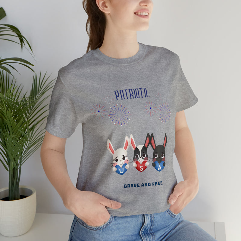 Adorable Patriotic Bunnies Celebrating the 4th of July Short Sleeve T-Shirt