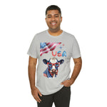 Mother Moo Patriotic USA Cow 4th of July Short Sleeve T-Shirt