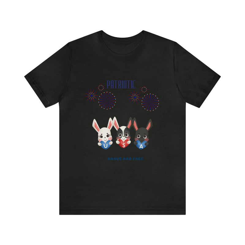 Adorable Patriotic Bunnies Celebrating the 4th of July Short Sleeve T-Shirt