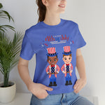 Patriotic and Brave Boys Celebrating 4th of July Short Sleeve T-Shirt