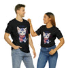 Cute Brave and Free Patriotic Cat on the 4th of July Short Sleeve T-Shirt