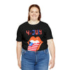 Patriotic Lips Being Funny on the 4th of July Short Sleeve T-Shirt