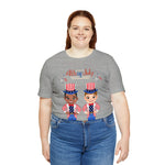 Patriotic and Brave Boys Celebrating 4th of July Short Sleeve T-Shirt