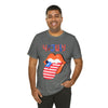 Patriotic Lips Being Funny on the 4th of July Short Sleeve T-Shirt