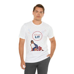 Let's Get Lit Lady Flags and Fireworks 4th of July Short Sleeve T-Shirt