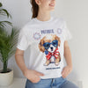 Cute Brave and Free Patriotic Dog on the 4th of July Short Sleeve T-Shirt