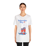 Happy Independence Day Red, White and Blue Cowboy Boots 4th of July Short Sleeve T-Shirt