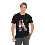 Cute Patriotic and Free Lady Celebrating the 4th of July Short Sleeve T-Shirt