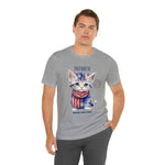 Cute Brave and Free Patriotic Cat on the 4th of July Short Sleeve T-Shirt