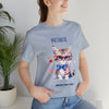 Curious and Cute Brave and Free Patriotic Cat Celebrating the 4th of July Short Sleeve T-Shirt