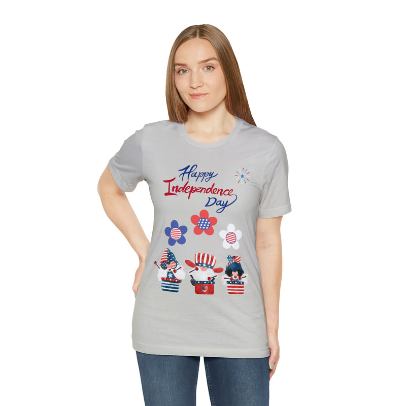 Happy Independence Day From the Rocking Gnome Band Celebrating the 4th of July Short Sleeve T-Shirt