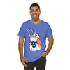 Cute Patriotic Cat Celebrating Freedom in the USA 4th of July Short Sleeve T-Shirt