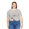 Let's Get Lit Lady Flags and Fireworks 4th of July Short Sleeve T-Shirt