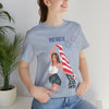 Cute Patriotic and Free Lady Celebrating the 4th of July Short Sleeve T-Shirt