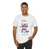 Curious and Cute Brave and Free Patriotic Cat Celebrating the 4th of July Short Sleeve T-Shirt