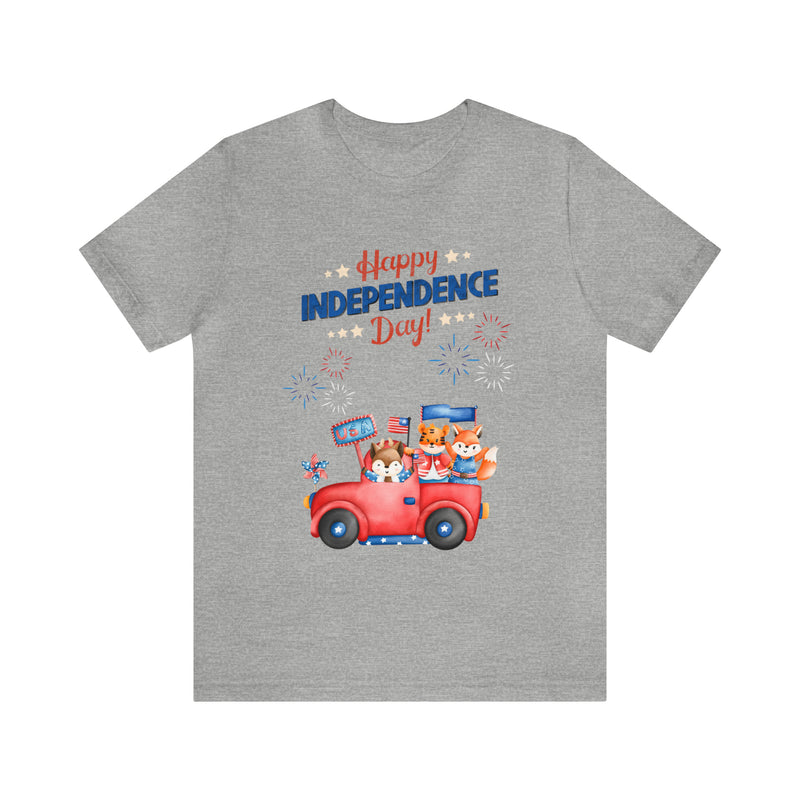 Happy Independence Day Cute Animal Mobile 4th of July Short Sleeve T-Shirt