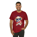 Cute Brave and Free Patriotic Dog on the 4th of July Short Sleeve T-Shirt