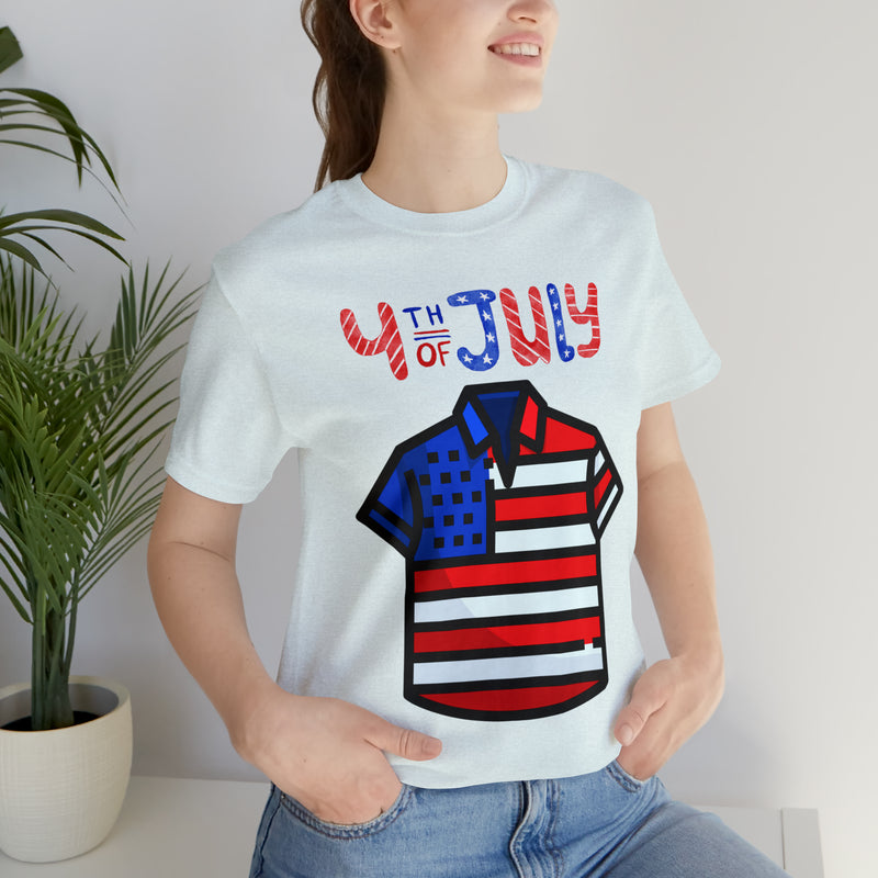 Patriotic Red, White and Blue Casual Shirt 4th of July Short Sleeve T-Shirt