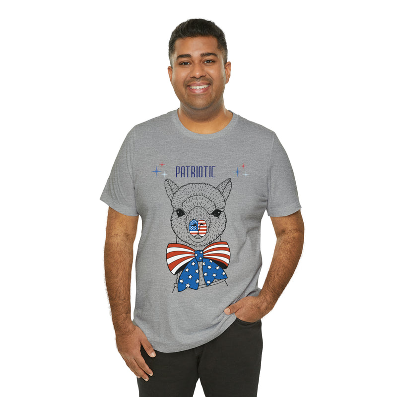 Patriotic Llama Love on the 4th of July Short Sleeve T-Shirt