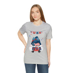 USA Patriotic Gnome Celebrating the 4th of July Short Sleeve T-Shirt