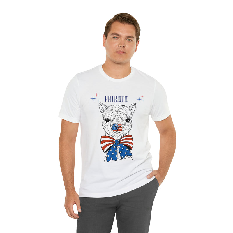 Patriotic Llama Love on the 4th of July Short Sleeve T-Shirt