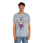 Cute Brave and Free Patriotic Cat on the 4th of July Short Sleeve T-Shirt