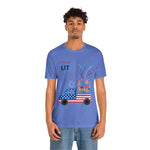 Freedom and Fireworks Patriotic Truck Let's Get Lit on the 4th of July Short Sleeve T-Shirt