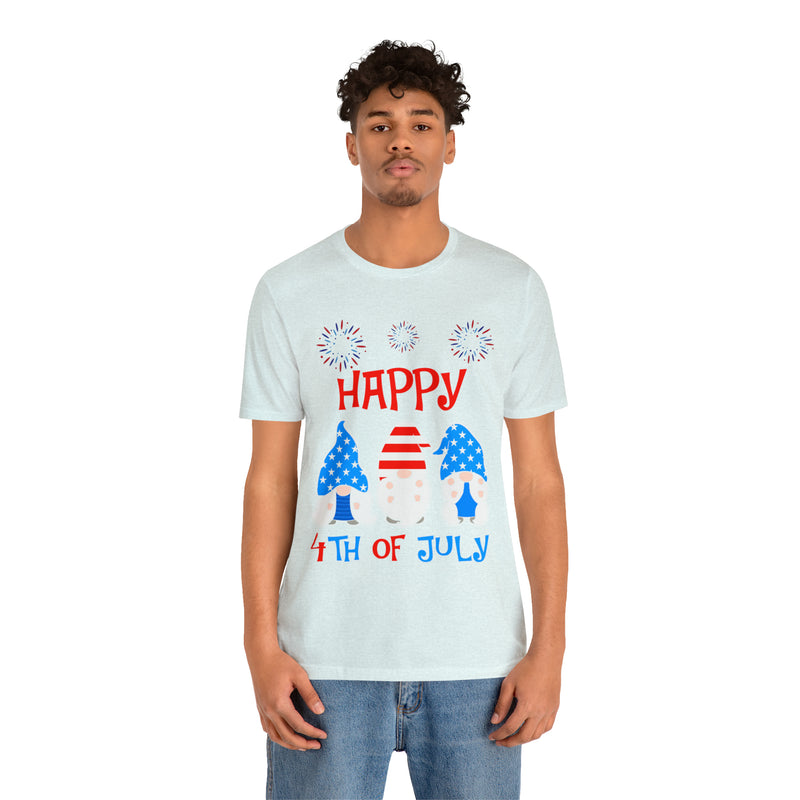 Patriotic Gnomes Sending a Happy 4th of July Short Sleeve T-Shirt