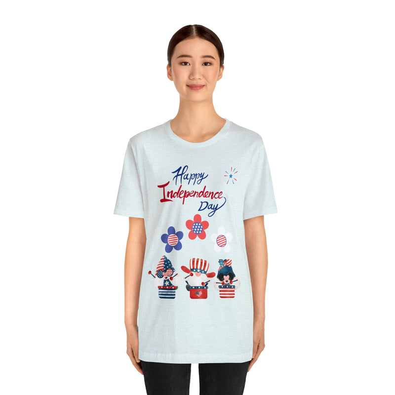 Happy Independence Day From the Rocking Gnome Band Celebrating the 4th of July Short Sleeve T-Shirt