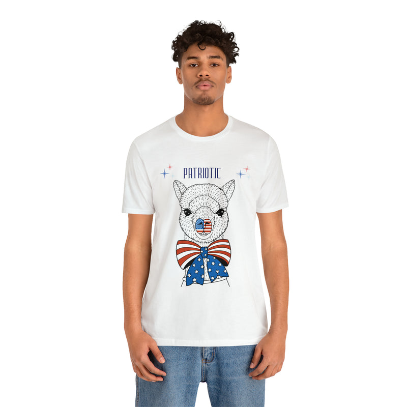 Patriotic Llama Love on the 4th of July Short Sleeve T-Shirt