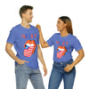 Patriotic Lips Being Funny on the 4th of July Short Sleeve T-Shirt