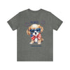 Cute Brave and Free Patriotic Dog on the 4th of July Short Sleeve T-Shirt