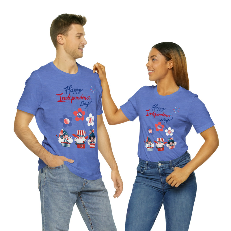 Happy Independence Day From the Rocking Gnome Band Celebrating the 4th of July Short Sleeve T-Shirt