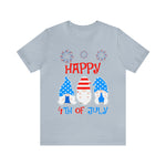 Patriotic Gnomes Sending a Happy 4th of July Short Sleeve T-Shirt