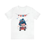 USA Patriotic Gnome Celebrating the 4th of July Short Sleeve T-Shirt