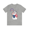 Cute Patriotic Cat Celebrating Freedom in the USA 4th of July Short Sleeve T-Shirt