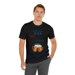 Red, White and Beer Made in the USA 4th of July Short Sleeve T-Shirt