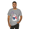 Cute Patriotic Cat Celebrating Freedom in the USA 4th of July Short Sleeve T-Shirt