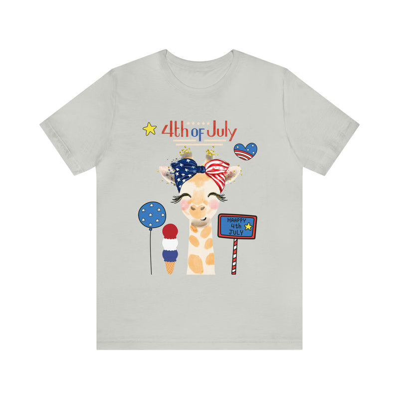 Mother Giraffe Happy 4th of July Short Sleeve T-Shirt