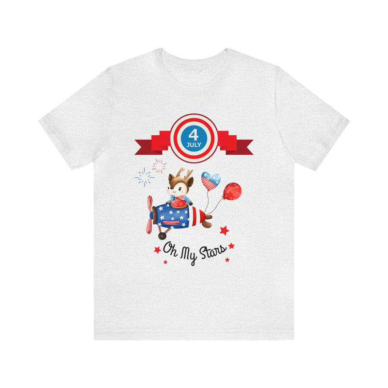 Oh My Stars! Chipmunk and Fireworks 4th of July Short Sleeve T-Shirt