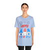 Patriotic Gnomes Sending a Happy 4th of July Short Sleeve T-Shirt